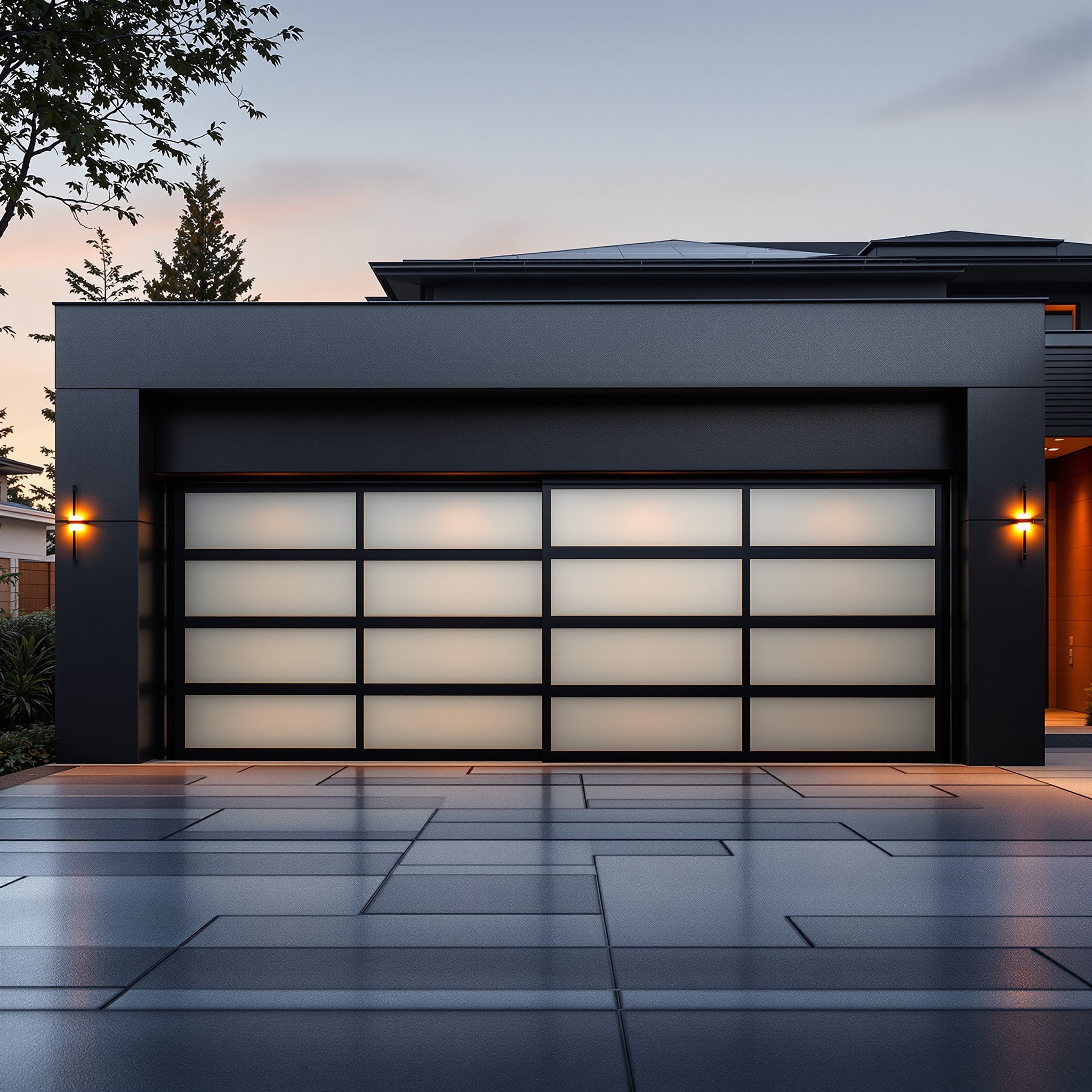 Bluefin black modern aluminum glass garage door contemporary home